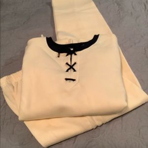 NWT Studio Works Yellow and Navy sweat suit size Petite/ Medium.